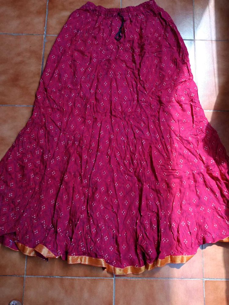 Vibrant Pink Bandhani Print Ethnic Skirt brand new
