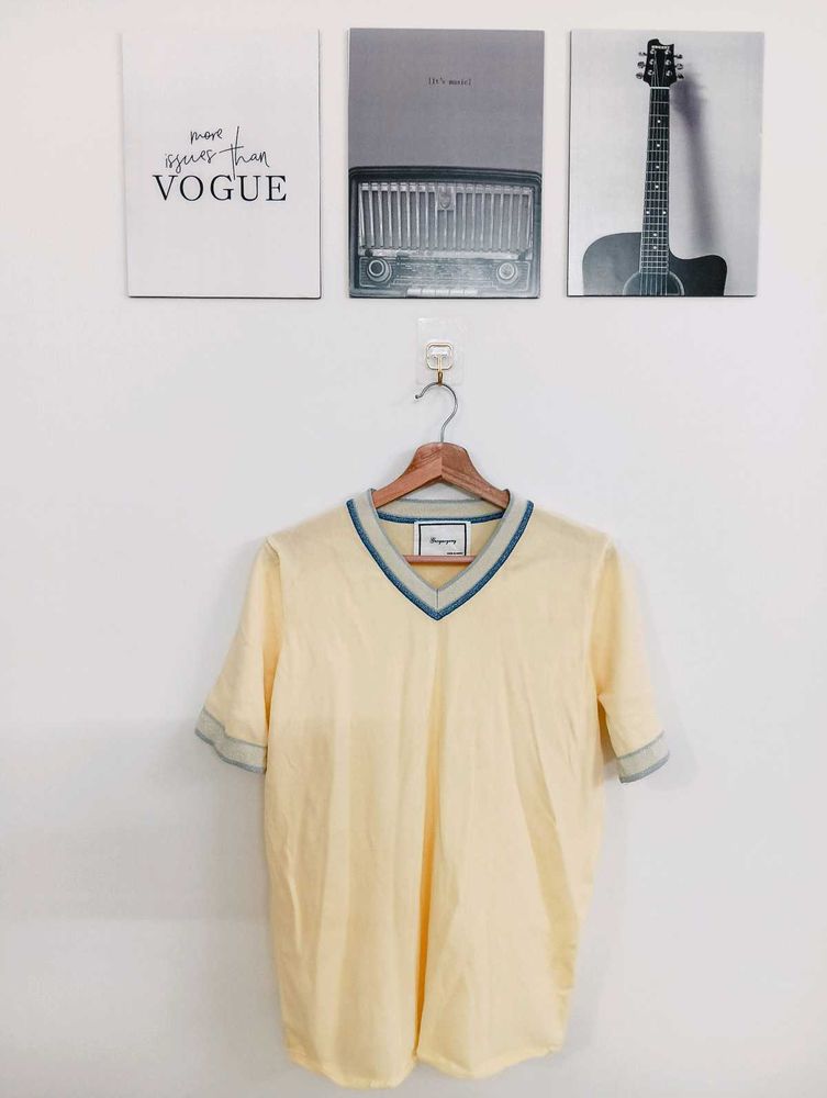 Light Yellow V-Neck T-Shirt