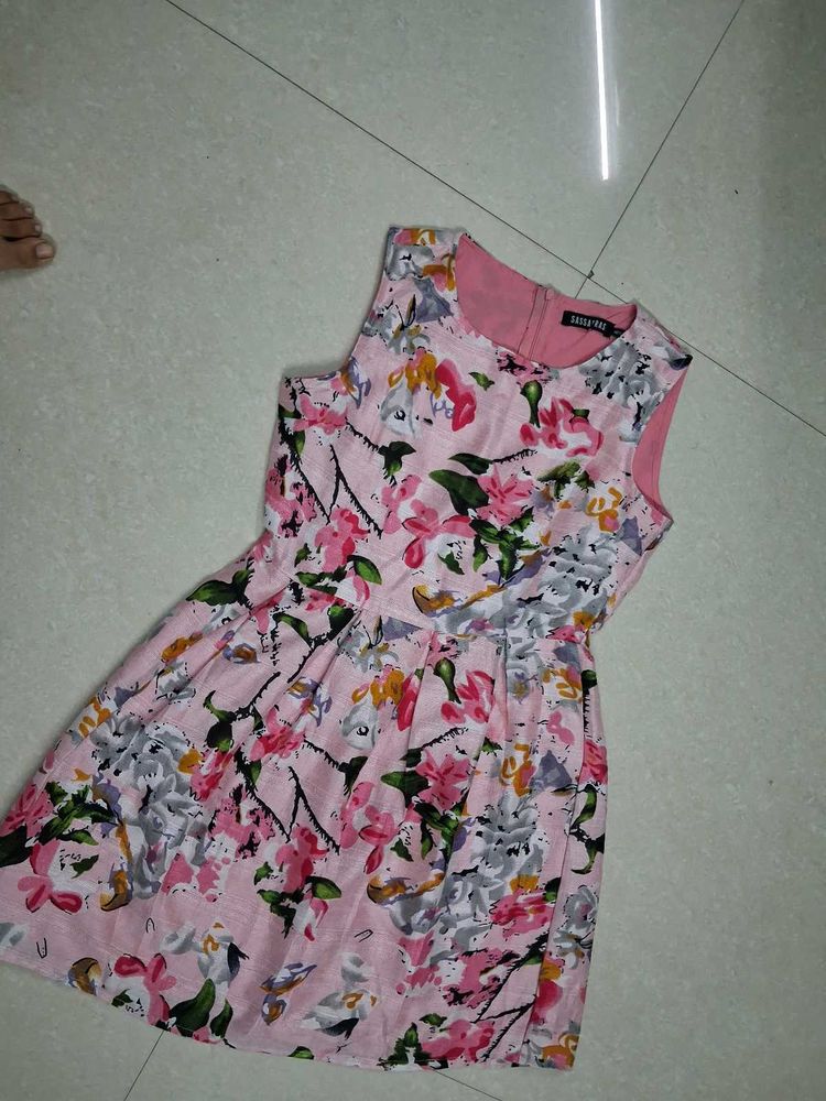 Pink Floral Sleeveless Dress