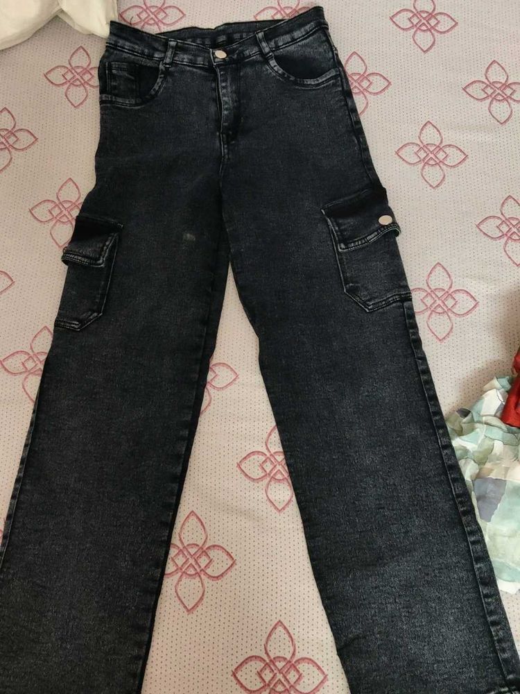 Dark Wash Cargo Jeans
