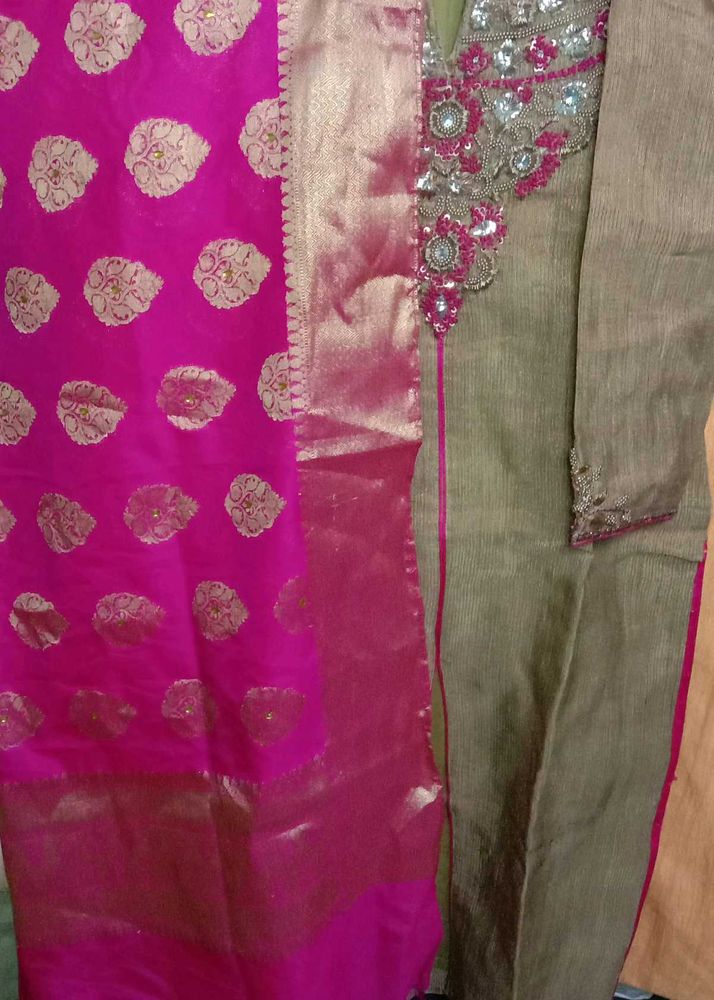 Embellished Olive Green Kurta