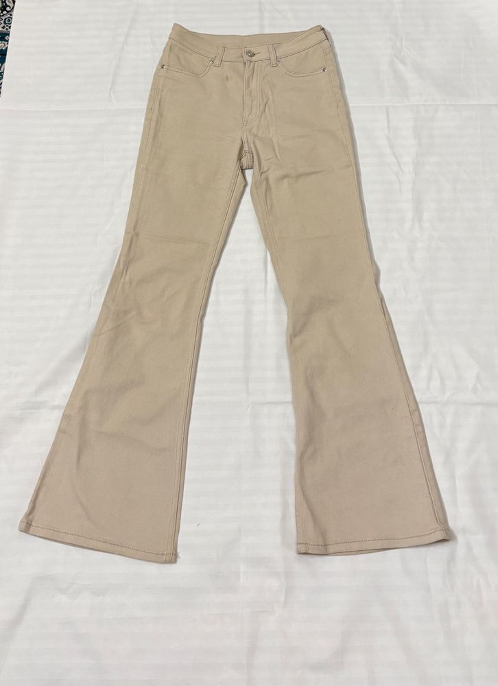 Women's Beige Flared Jeans