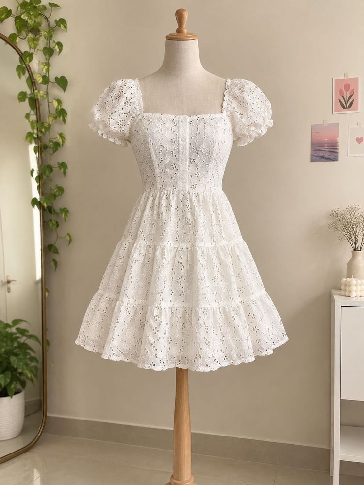White Eyelet Mini Dress