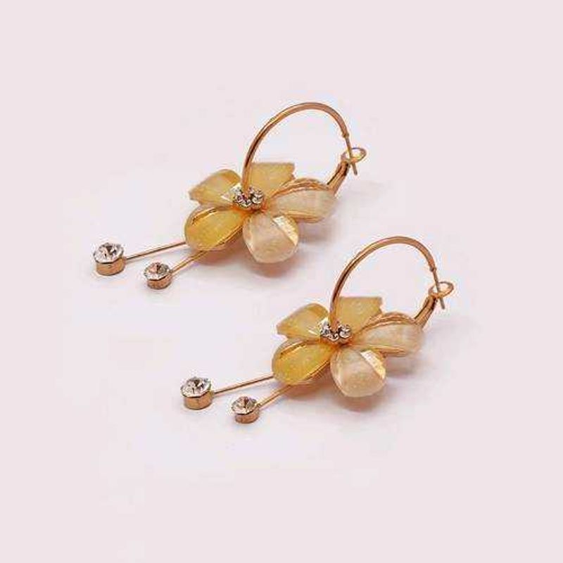 Floral Crystal Hoop Earrings (NEW with box)