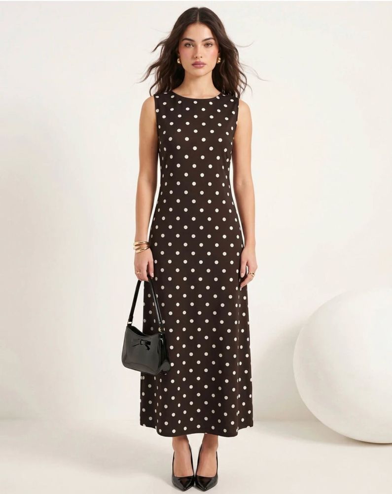 Classic Polka Dot Midi Dress