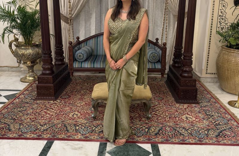 Mehandi Green Festive Drape Saree