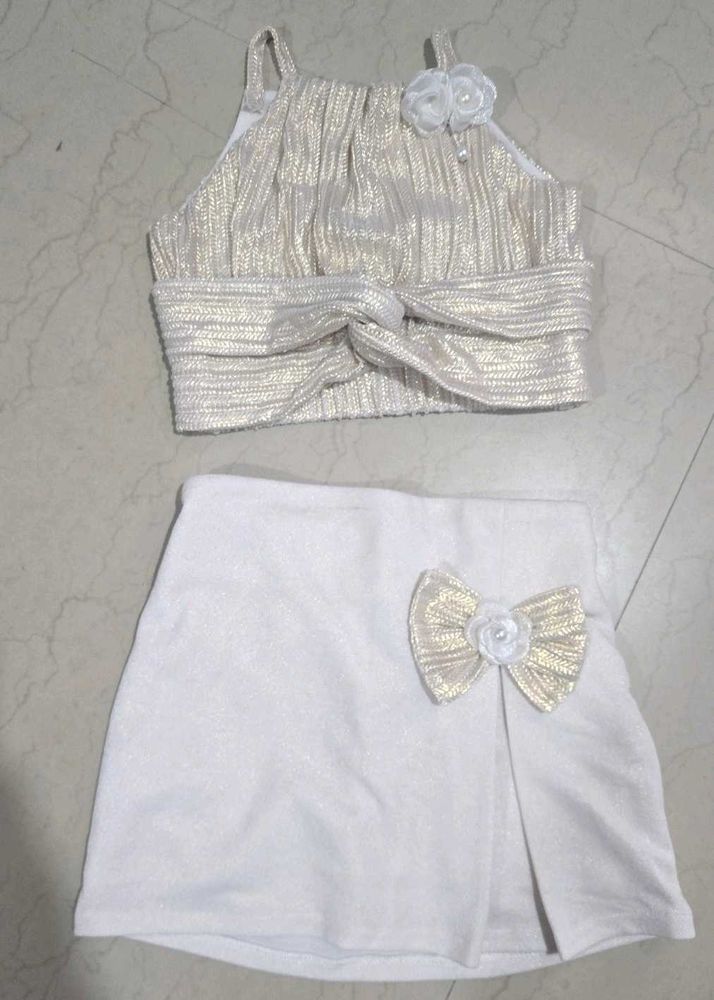 Sparkling White Skirt and Top Set