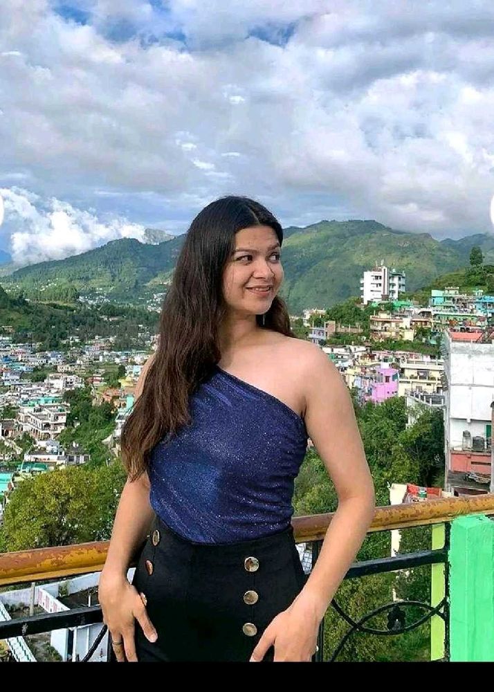 Sparkly One-Shoulder Blue Top