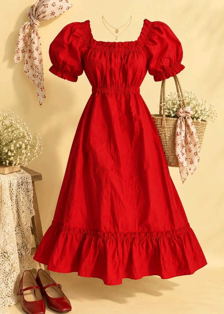 Cottage core red Dress