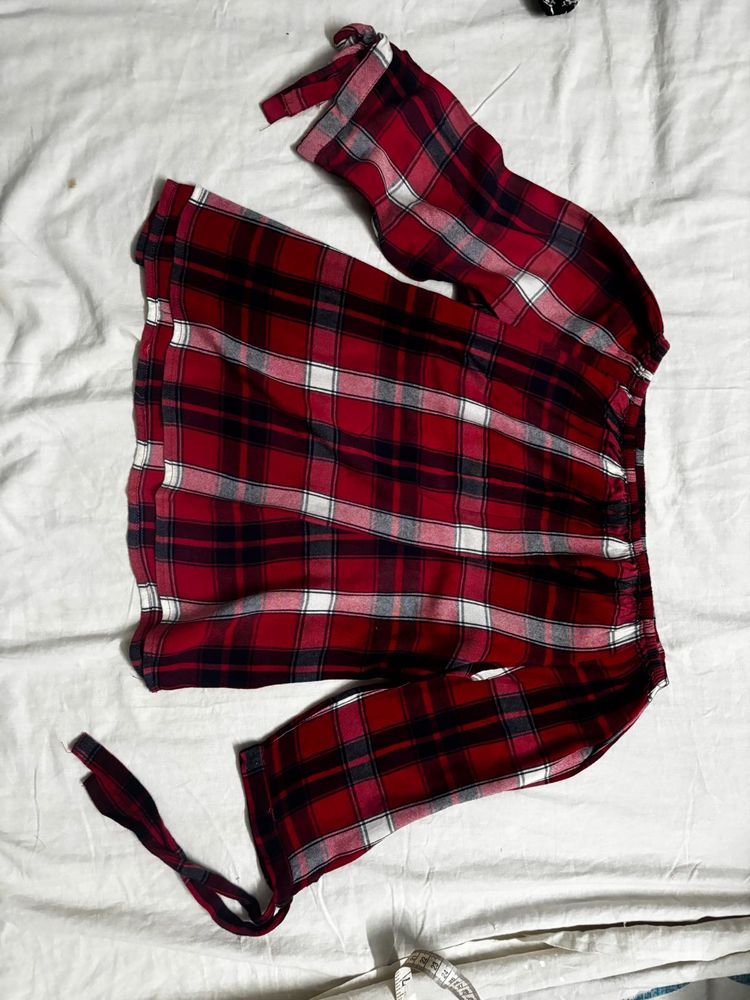 off shoulder red top