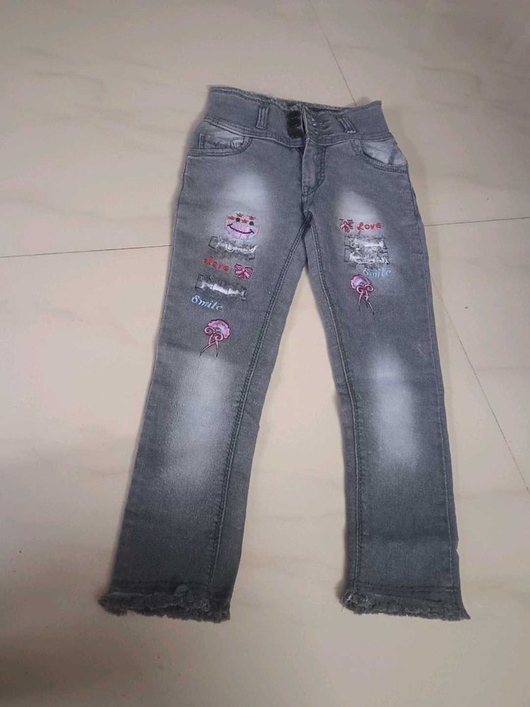 Cute Grey Denim Jeans for Girls