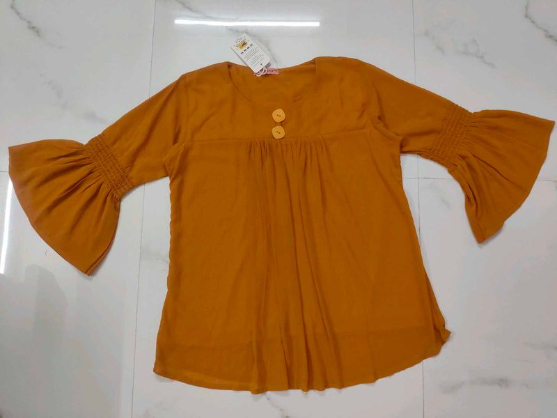 Mustard Yellow Bell Sleeve Top