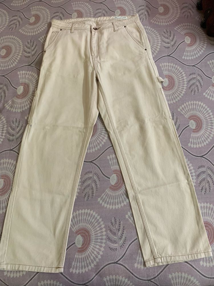 Cream Carpenter Style Jeans