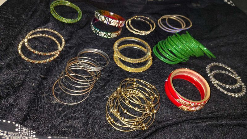 bangles combo multi colour festive green red golde