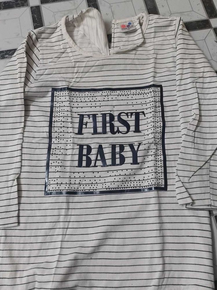 Cute Striped "First Baby" Top