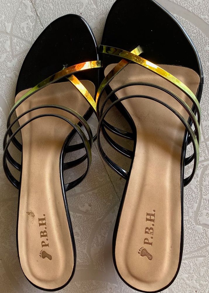 PBH Black &amp; Golden Heels – Size 39