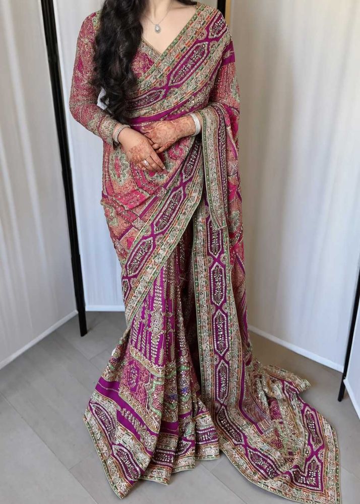 Exquisite Embroidered Silk Saree