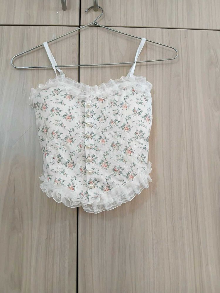 Floral Lace Trim Camisole Top(NEW)