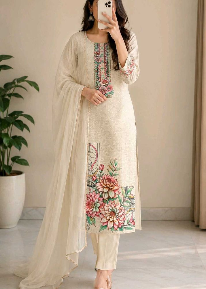 Elegant Floral Print dress material choose any 1
