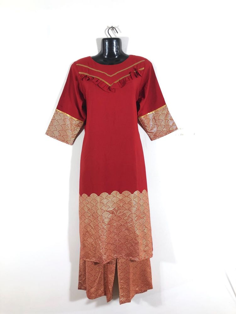 Red Printed Kurta Set(Women’s)