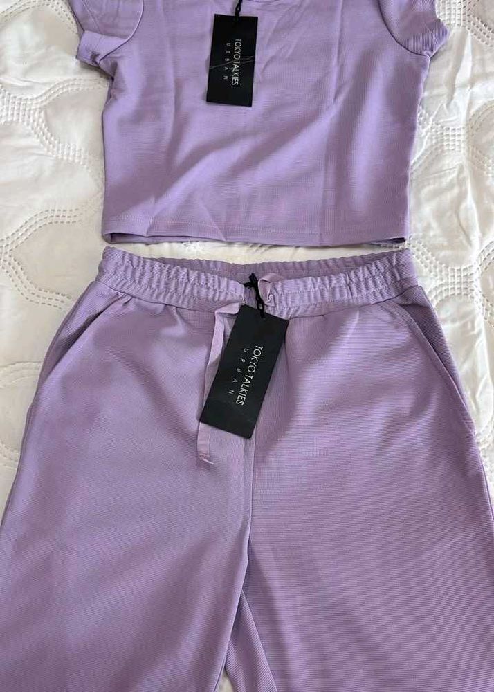 Lavender Crop Top and Pants Set
