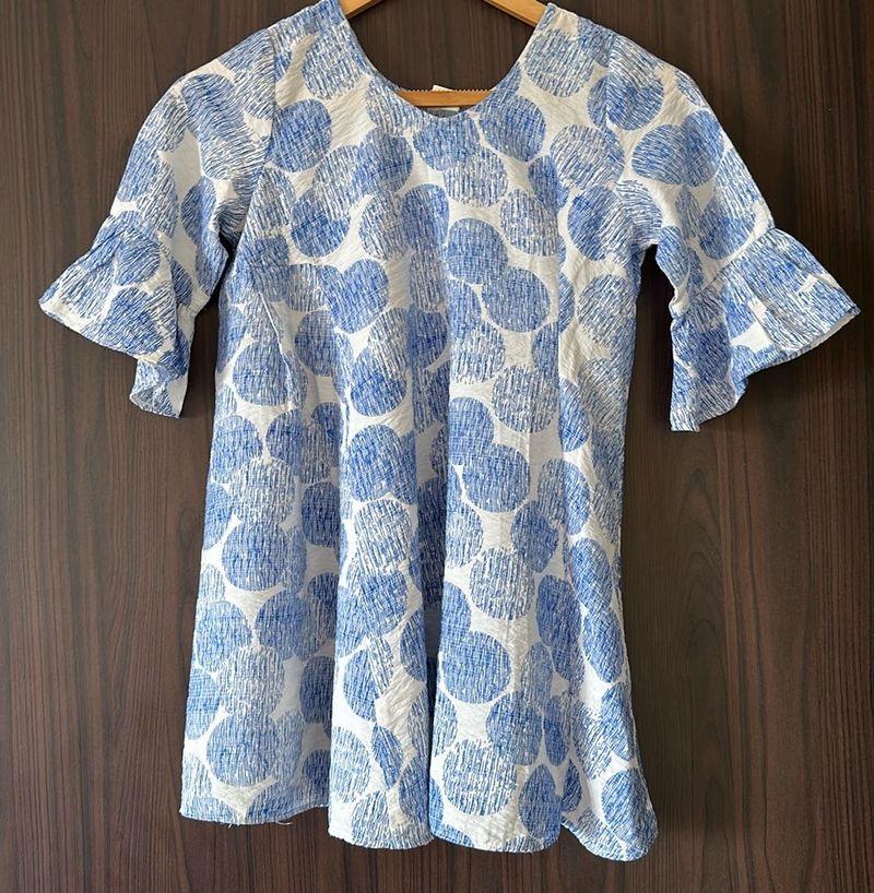 Blue &amp; White Polka Dot Top