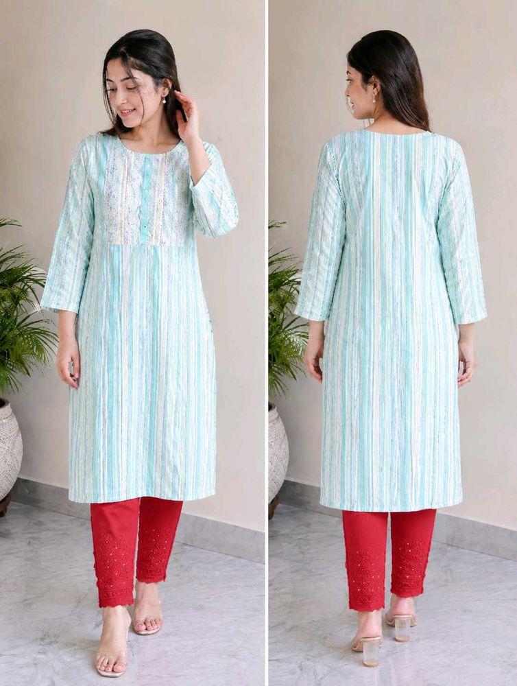 Cotton Kurta with Red Pants