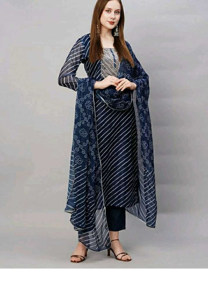 Navy Blue Kurta Set with Dupatta