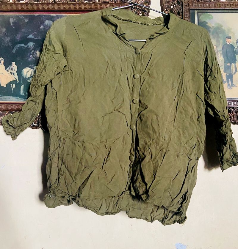 Army Green Colour Shirt Having 3/4 Sleeves…