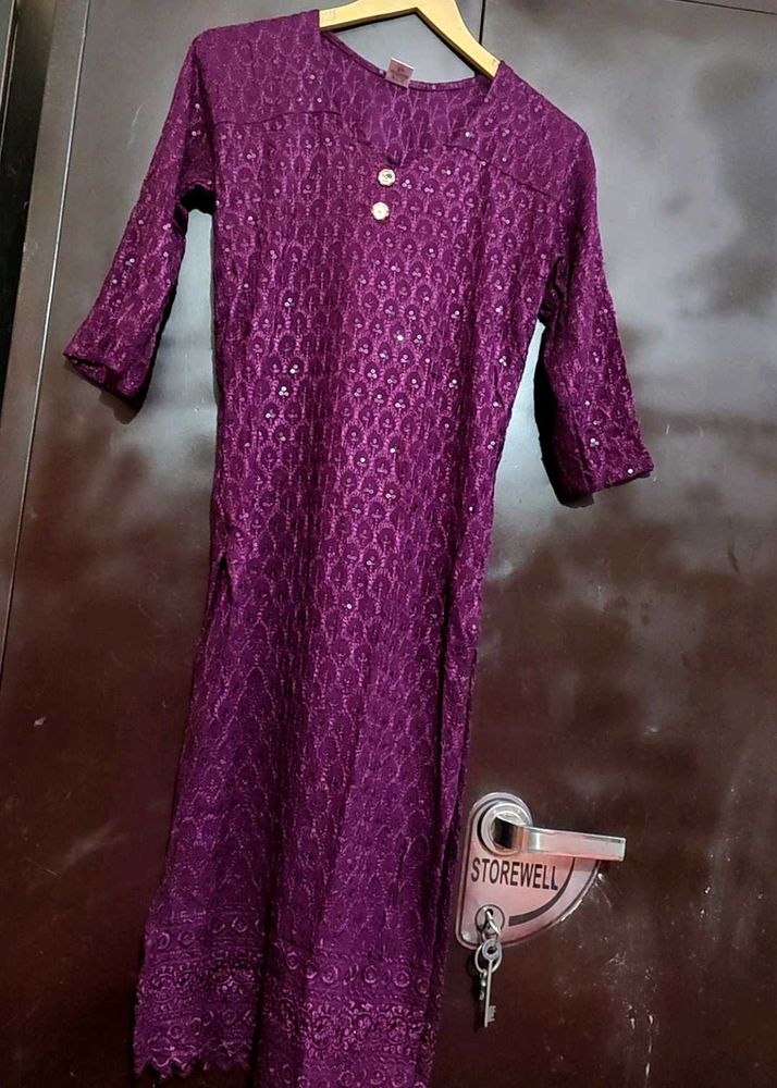 Elegant Purple Kurta for 32 Bust