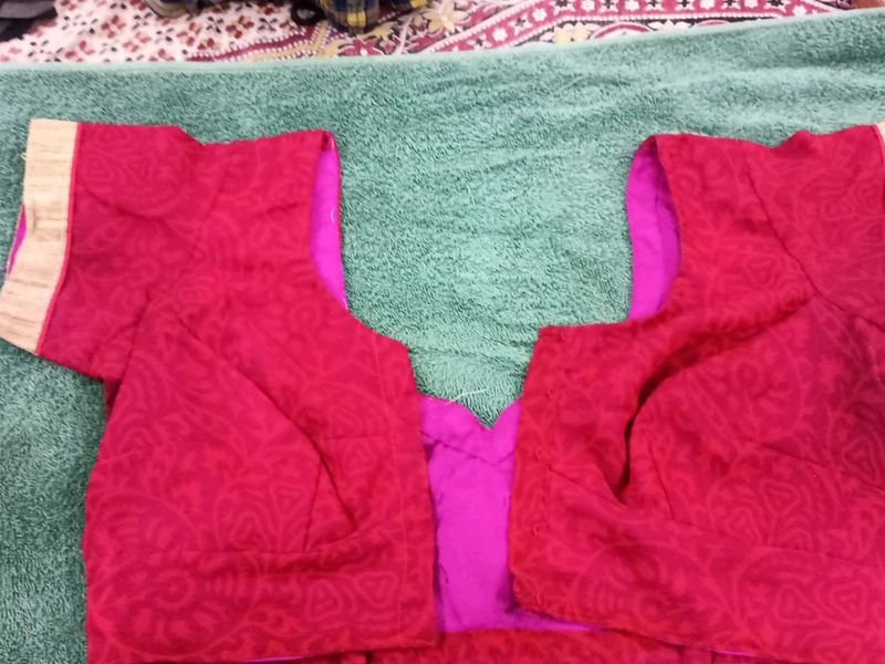 Red Floral Blouse With Lining