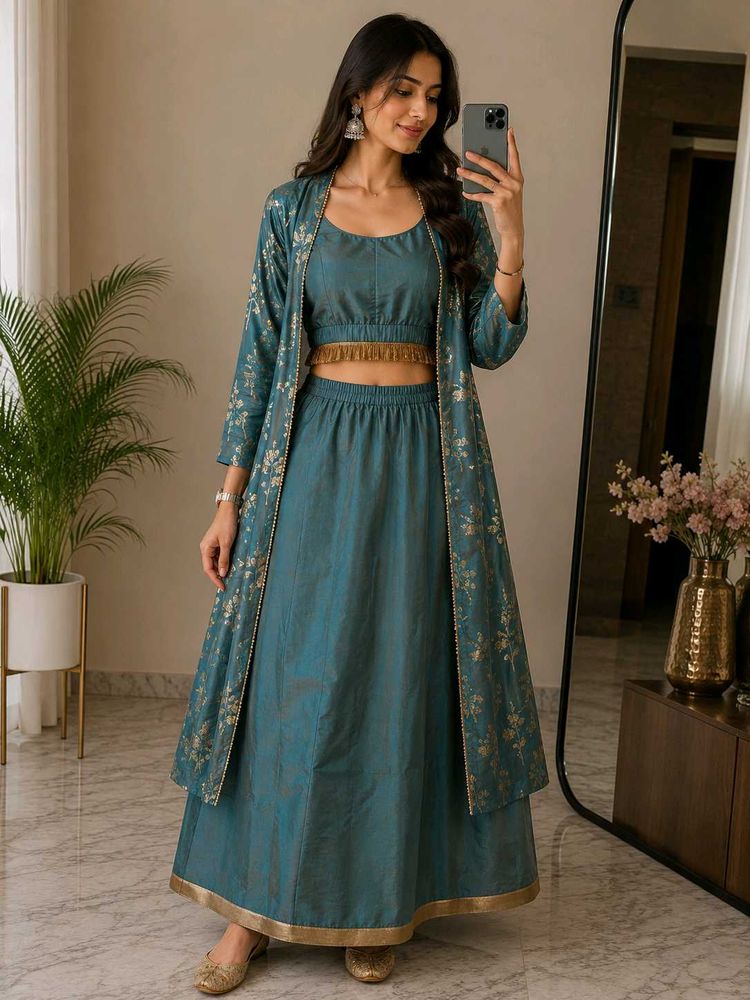 Stunning Teal Lehenga Choli Set