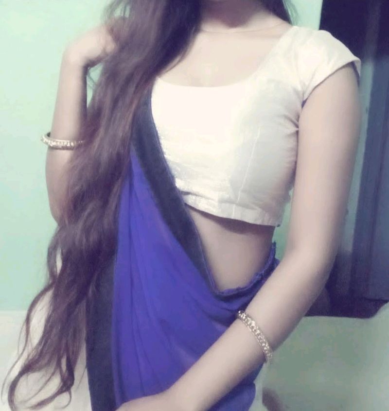 Blue And Off White Half And Half Saree With Golden Blouse