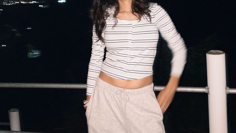 Striped Long Sleeve Crop Top