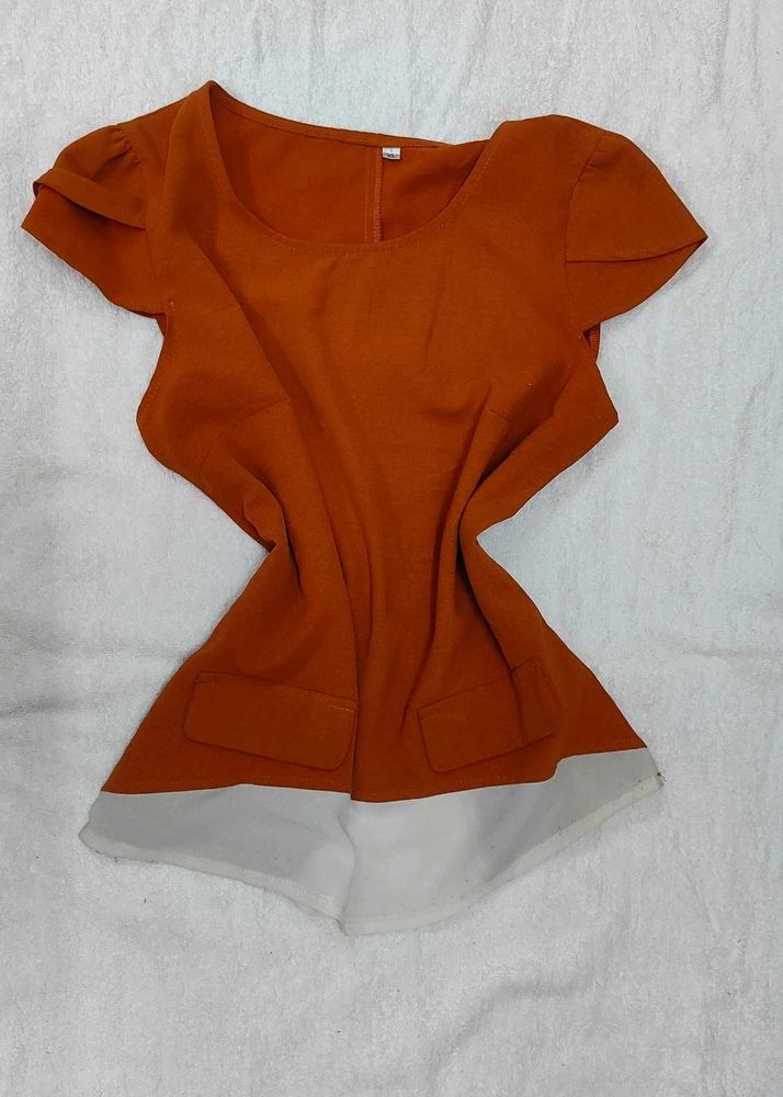 Women's Orange &amp; White Top