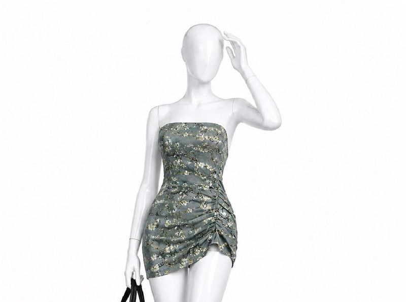 Strapless Floral Ruched Mini Dress