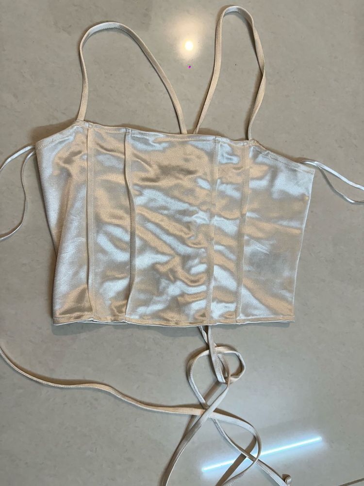 Satin Corset Top with Tie-Up