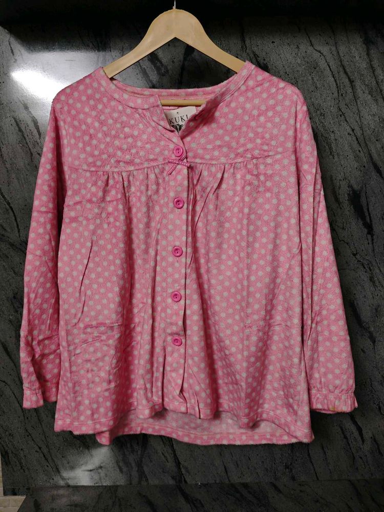 Pink Polka Dot Kurta Top