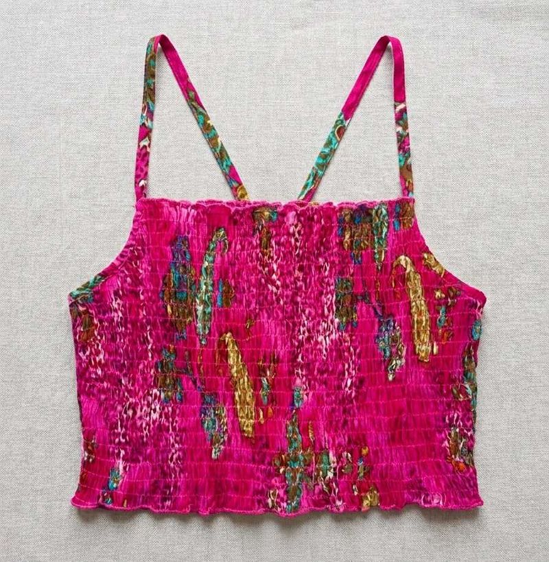 Vibrant Smocked Crop Top