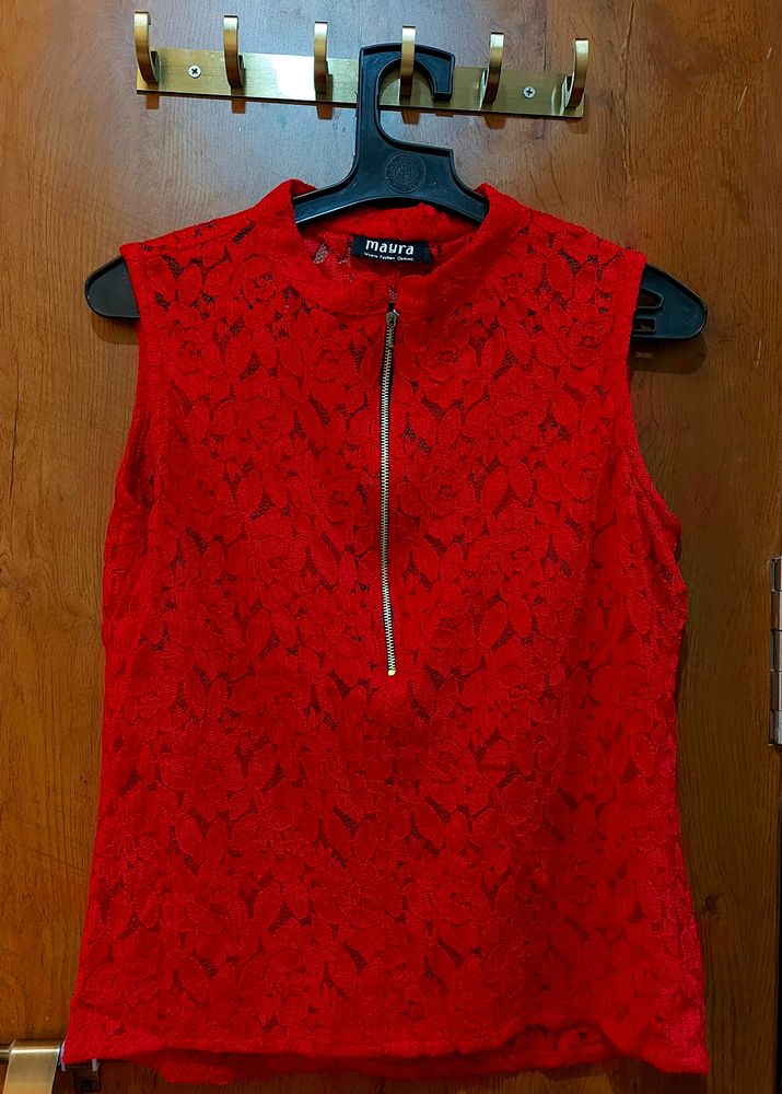 Beautiful Red Partywear Top, Pretty Red Color Sleevless Top New
