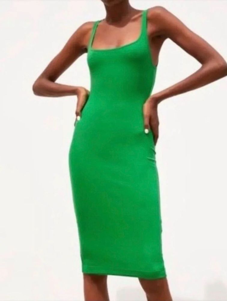 Zara Green Ribbed Tank Dress