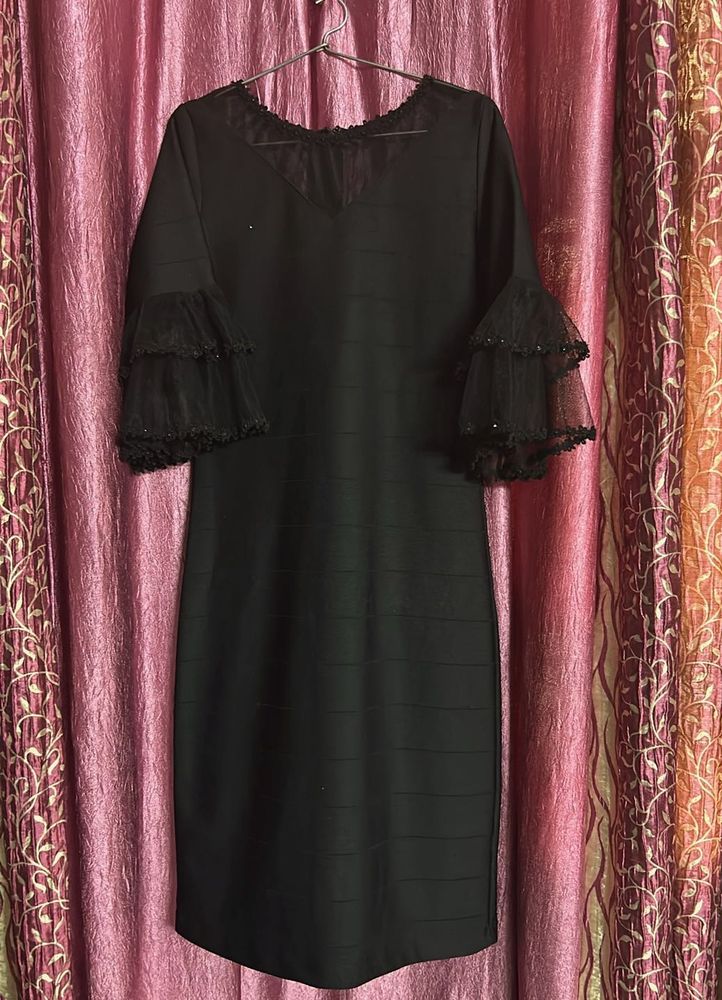 Black Dress with Flared Sleeves