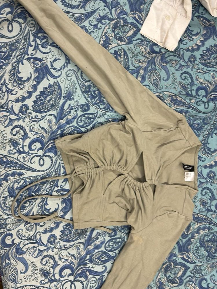 Trendy Long Sleeve Tie Front Top