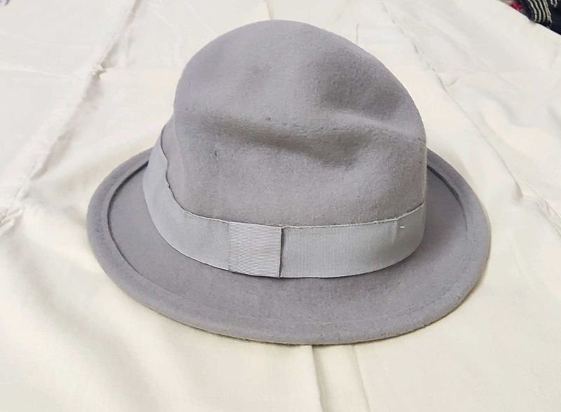 H&amp;M Stylish Grey Fedora Wool Hat