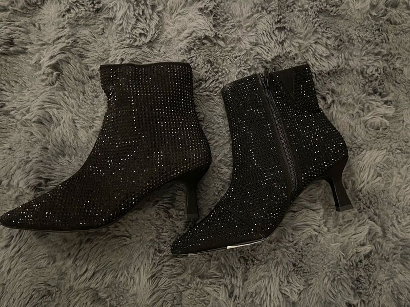 Brand New M&amp;S Sparkling Black Ankle Boots