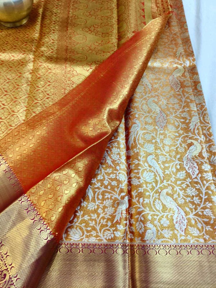 Luxurious Peacock Brocade Silk Saree