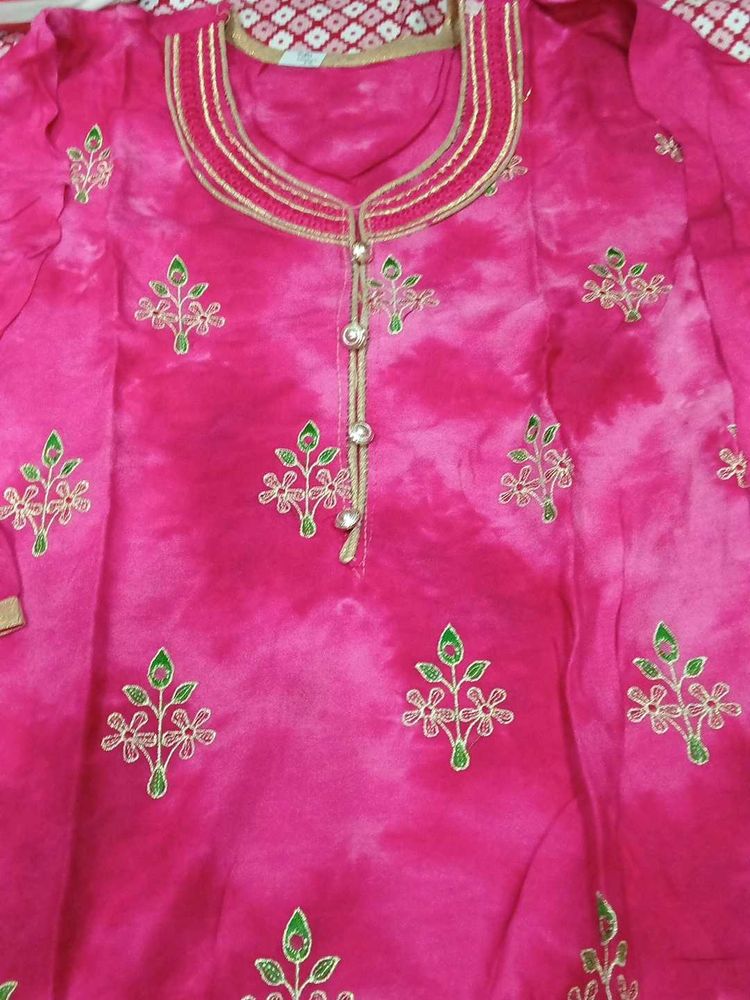 Vibrant Pink Embroidered Kurta Set