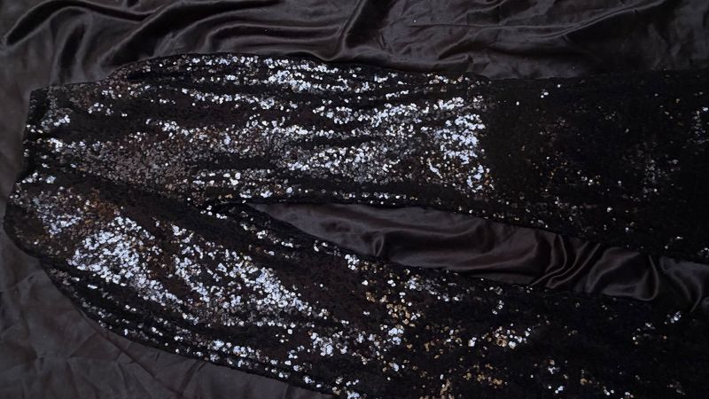 Black Sequin flared trouser