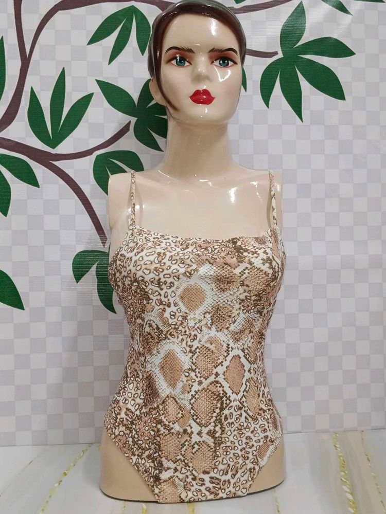 (1200)Snakeskin Print One-Piece Swimsuit