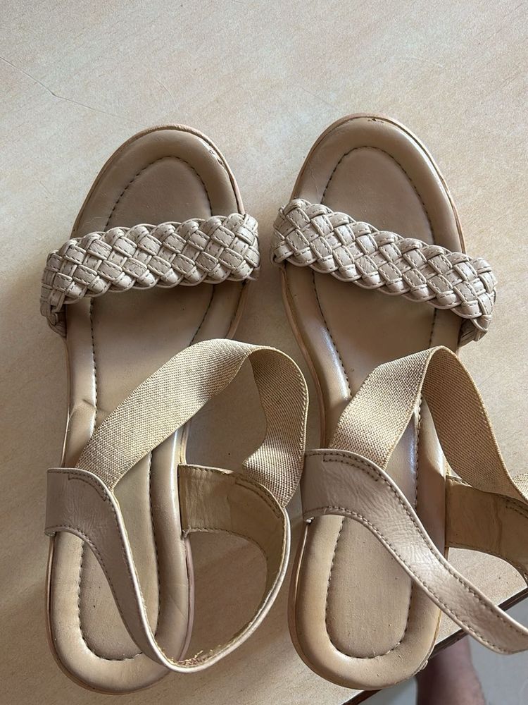 Stylish Beige Woven Strap Sandals